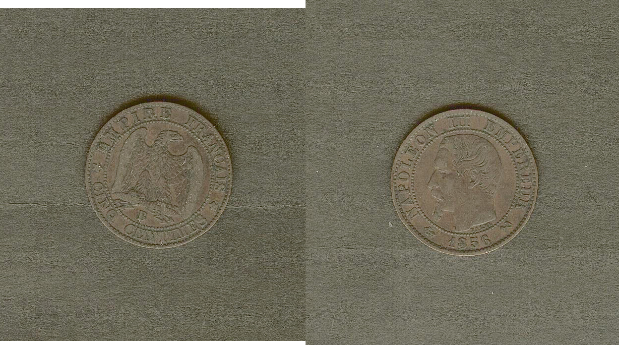 Cinq centimes Napoléon III, tête nue 1856 Rouen TTB+